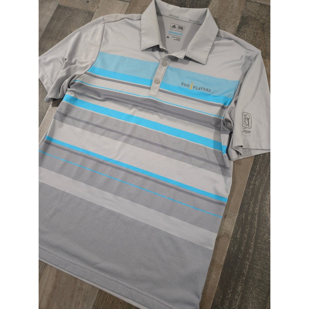 adidas Golf‎ Men's M Climacool TPC Sawgrass The Players Striped Polo Grey B88344